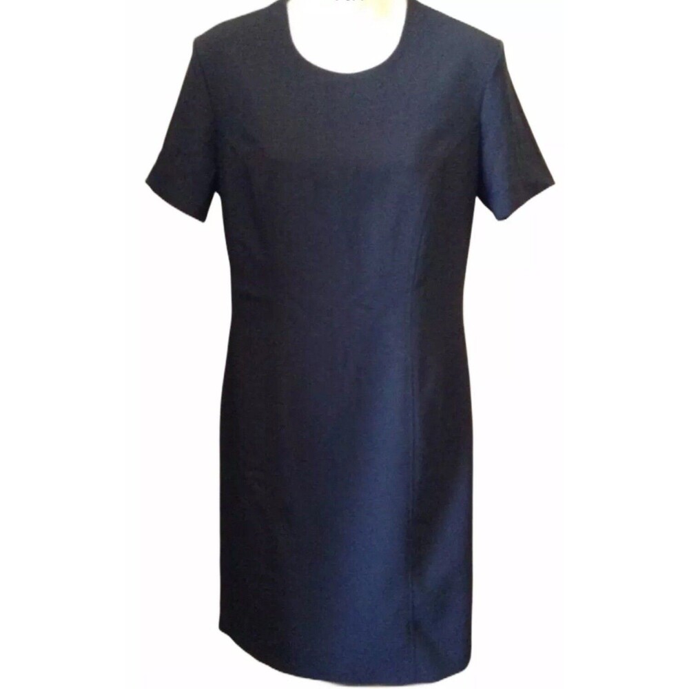 St Michael From Marks & Spencer Black Lined Sheath Dress Size Uk 10